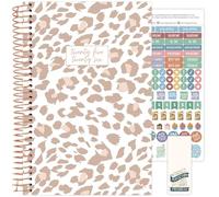 bloom daily planners Agenda scolaire journalier 2025-2026 (juillet 2025 à juillet 2026) - Agenda semainier et mensuel A5 avec autocollants - 14 x 21 cm - Léopard brun clair