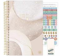 bloom daily planners Agenda scolaire journalier 2025-2026 (juillet 2025 à juillet 2026) - Agenda semainier et mensuel esthétique avec autocollants - 14 x 21 cm - Beige brossé