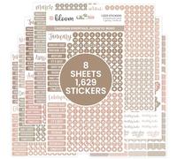 bloom daily planners Autocollants de planification essentiels pour calendrier - 8 feuilles, 1629 autocollants par paquet. - Couleurs assorties des titres mensuels, dates, icônes, etc. - Esthétique