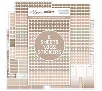 bloom daily planners Autocollants pour planificateur de code couleur - Neutres discrets 6,35 mm - 6 feuilles, plus de 1000 autocollants par paquet