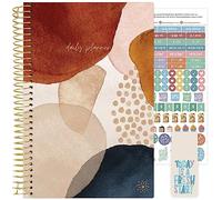 bloom daily planners Calendrier annuel non daté - Organiseur de passion/objectifs - Agenda mensuel/hebdomadaire avec onglets (janvier à décembre) - 14 x 21 cm - Abstrait terreux, bleu