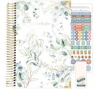 bloom daily planners Hardcover Calendrier 2025 annuel journalier (janvier 2025 à décembre 2025) - Organiseur passion/objectifs - Agenda mensuel et hebdomadaire inspirant - 14 x 21 cm - Eucalyptus,