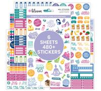 Bloom Daily Planners Health Wellness and Fitness Planner Stickers - Variety Sticker Pack - Six feuilles d'autocollants par paquet!