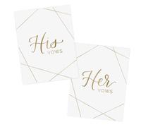 bloom daily planners Lot de 2 carnets de vœux de mariage pour couple de mariés - 14 x 10,9 cm - Motif géométrique doré