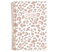 bloom daily planners Mini agenda de poche 2026 - 10,2 x 15,2 cm - (janvier 2026 à décembre 2026) - Mini agenda hebdomadaire/mensuel et livre calendrier - Léopard brun clair