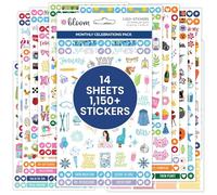 bloom daily planners Planning mensuel autocollants pour décoration de calendrier, planification, scrapbooking, etc. - Vacances, événements saisonniers, et occasions générales (14 feuilles, 1 100