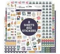 bloom daily planners Workday Essentials Lot de 8 feuilles d'autocollants pour planificateur - Lot varié de productivité pour professionnels - 8 feuilles/802 autocollants - Réunions, délais, icônes de
