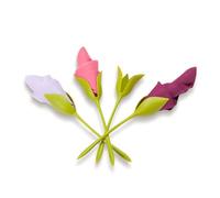 Bloom Lot de 4 porte-serviettes en plastique à tige verte pour table avec bourgeons floraux torsadés et serviettes blanches pour la fabrication d'arrangements de table originaux