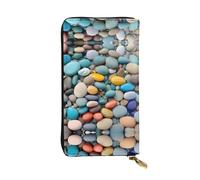Bloom Portefeuille en cuir tournesol pour homme et femme, grand portefeuille avec 12 emplacements pour cartes, portefeuille pour passeport, Galets colorés de plage, One Size