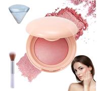 Bloom up Baked Highlighting Blush, 6 Shades with Brush, Soft Pinch Luminous Blush - Buildable Color, Natural Finish, Highlight, for All Skin Tones (#02)