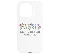 Bloom Where God Plants You Christian Bible Verse Scripture Coque pour iPhone 15 Pro