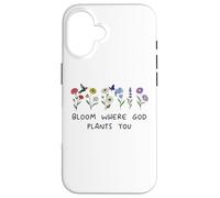Bloom Where God Plants You Christian Bible Verse Scripture Coque pour iPhone 16