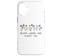 Bloom Where God Plants You Christian Bible Verse Scripture Coque pour iPhone 16 Plus