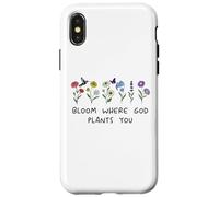 Bloom Where God Plants You Christian Bible Verse Scripture Coque pour iPhone X/XS