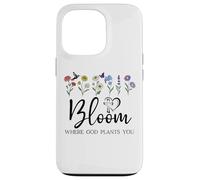 Bloom Where You are Planted God Quote Bible Verse Christian Coque pour iPhone 13 Pro