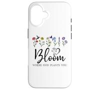 Bloom Where You are Planted God Quote Bible Verse Christian Coque pour iPhone 16