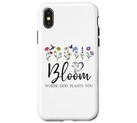 Bloom Where You are Planted God Quote Bible Verse Christian Coque pour iPhone X/XS