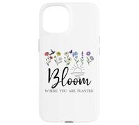 Bloom Where You are Planted Wildflower Christian Bible Verse Coque pour iPhone 15