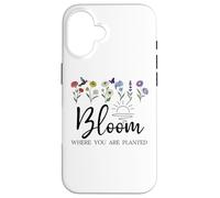 Bloom Where You are Planted Wildflower Christian Bible Verse Coque pour iPhone 16