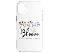 Bloom Where You are Planted Wildflower Christian Bible Verse Coque pour iPhone 16 Plus