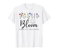 Bloom Where You are Planted Wildflower Christian Bible Verse T-Shirt