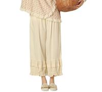 Bloomers pour femmes Pantaloons Pettipants 100 % coton Lolita Bloomer été Capri Pyjama long pantalon jupe-culotte demi-slip victorien Bloomers Off (couleur : jaune)