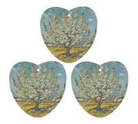 Blooming Abricot Trees Lot de 3 désodorisants à suspendre pour voiture, maison, bureau, style noir