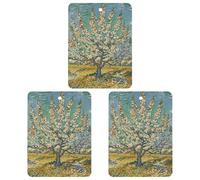 Blooming Abricot Trees Lot de 3 désodorisants carrés à suspendre pour voiture, maison, bureau Gris
