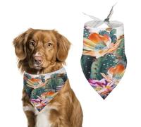 Blooming Bandana pour chien en coton doux lavable au quotidien en été durable Triangle réversible Convient pour les chiens et chats de petite, moyenne et grande taille Vert