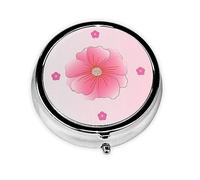 Blooming Carnations Boîte à pilules ronde en métal galvanisé avec 3 compartiments en plastique 5,1 x 5,1 x 1,8 cm