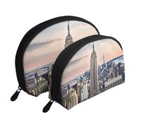 Blooming Cherry Tree Trousse de maquillage portable avec fermeture éclair et compartiments intérieurs, Empire State Building, Taille unique