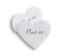 BLOOMING Coeurs en Papier Ensemencé - Lot de 25 faveurs de mariage à planter "Plant me" - 6,3 x 6,3 cm 300g/m2 - Blanc Vierge - Graines de fleurs sauvages biodégradables