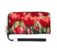 Blooming in The Fields Portefeuille en cuir avec fermeture éclair autour de la pochette pour femme avec porte-cartes de crédit 20 x 10,5 cm, Style :, 20.0*10.5cm