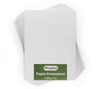 BLOOMING Papier Ensemencé - Lot de 25 feuilles à planter - Format A6 150g/m2-10,5x15 cm - Blanc Vierge - Graines de fleurs sauvages biodégradables - Cartes, invitations, impressions