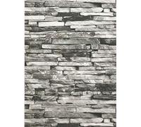 Blooming Wall Papier peint autocollant amovible imitation pierre préencollée pour décoration murale (4,5 m²), noir/gris pierre)