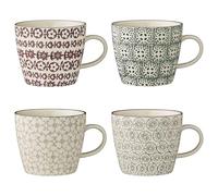 Bloomingville Set de tasses Karine — gris/noir et gris/vert/violet, 4 pièces