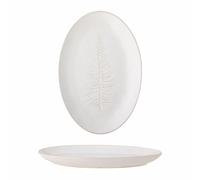 Bloomingville 82061074 Plateau de service d'hiver ovale en faïence avec sapin de Noël de couleur naturelle 31 x 21 cm