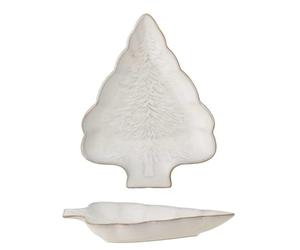 Bloomingville Assiette de service d'hiver en forme de sapin de Noël 22 x 17 cm