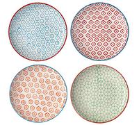 Bloomingville Assiettes à Dessert Emma - Plate à Gâteau Couleur ø 16 cm, Vert Bleu Rouge Orange, Céramique, Lot de 4
