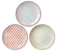 Bloomingville Assiettes à Dessert Emma - Plate à Gâteau Couleur ø 20 cm, Bleu Rouge Vert, Céramique, Lot de 3
