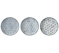 Bloomingville Assiettes à Dessert Kristina - Plate à Gâteau Couleur ø 16 cm, Bleu, Céramique, Lot de 3