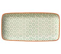Bloomingville Assiettes de Service Emma - rectangulaire Plate Longues Couleur L 31 x H 3 x W 15,5 cm, Vert, Céramique