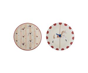 Bloomingville Assiettes Merry-go-round Ø16 cm. 2 pièces Beige-rouge