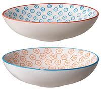 Bloomingville bols à pâtes Emma Lot de 2 styles Bleu/orange