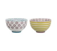 Bloomingville Bols Patrizia, Violet/Bleu pétrole/Jaune Citron, 2 pièces