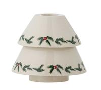 Bloomingville Bougeoir BERRY Blanc Avec Décor De Sapin Bougeoir