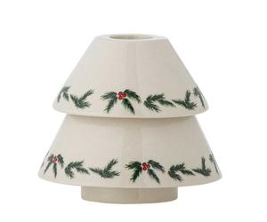 Bloomingville Bougeoir BERRY Blanc Avec Décor De Sapin Bougeoir
