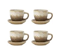 Bloomingville Brenta Lot de 4 tasses avec soucoupes en grès naturel 11 x 7,5 cm 185 ml