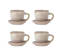 Bloomingville Brenta Rose Lot de 4 tasses avec soucoupes en grès 11 x 7,5 cm 185 ml