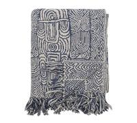 Bloomingville Bresso Couverture, en coton recyclé, bleu, L 160 x l 130 cm